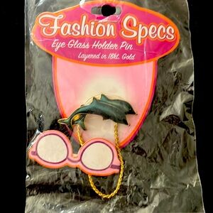 Goldtone 18kt layered eyeglass holder brooch or pin